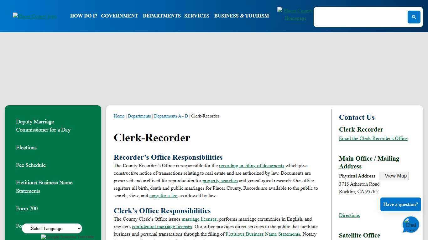 Clerk-Recorder | Placer County, CA